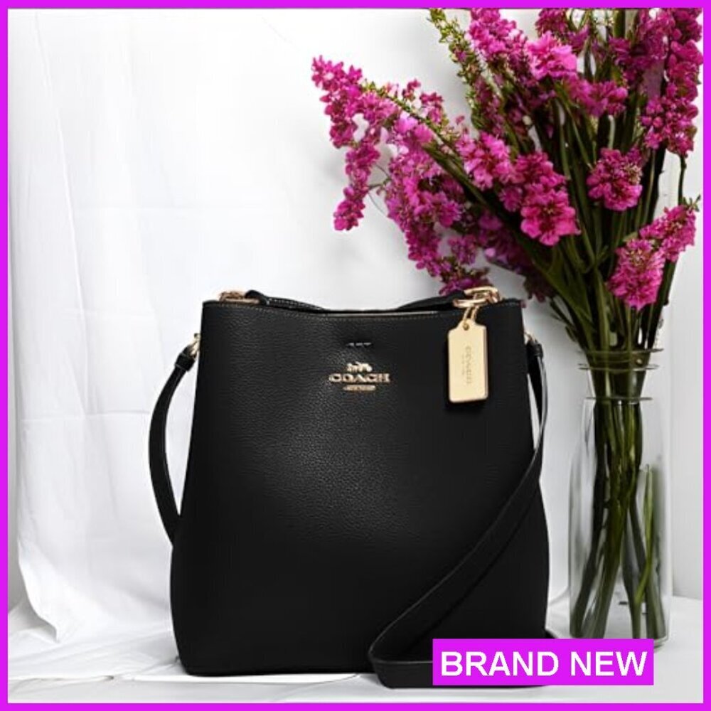 Leather Crossbody Bucket Bag Elegant Minimal Chic Versatile Wear Adjustable - Picture 3 of 7